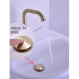 GORDEE Bathroom Sink Stopper P-Trap Complete Set Adjustable Bottle Trap Solid Brass Sink Drain Kit Tube and Pop Up Drain Stopper Set with Overflow, Brushed Nickel Gold