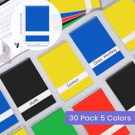 Cholemy 30 Pack Spiral Steno Pads 6 x 9 Inches 60 Sheets Spiral Notepads Steno Books Ringed White Paper Gregg Rule Paper Assorted Color Spiral Notebook for Office School Supplies(Multicolor)