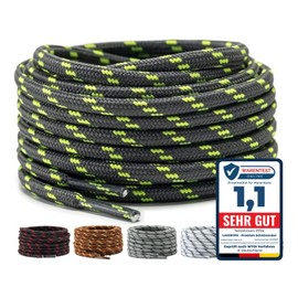 LaceHype 2 Pairs – Premium Round Shoelaces, Diameter 4.5 mm, Polyester, for Work Shoes, Boots, Outdoor Shoes and Sports Shoes, Tear-Resistant Shoe Laces, Dark grey/green