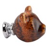 6PCS Bear Door Knob Orange Zinc Alloy Ceramic Decorative Bear