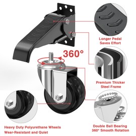 DOZAWA Workbench Stepdown Caster, 700 Lbs Casters Wheels Set of 4 Heavy Duty Steel, 2.5" All Steel Construction Urethane Wheels with Screws & Screwdriver
