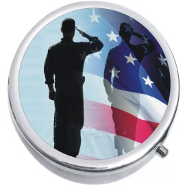 NewCharms US Flag Salute Round Pendant Necklace Beautiful Fashion Jewelry