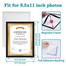 CRUGLA 30 Packs 8.5 x 11 Magnetic Picture Frame Bulk, 8.5 by 11 Certificate Frame Document Frames, Magnetic Picture Frames with Self Adhesive Backing for Refrigerator Glass Locker Cubicle