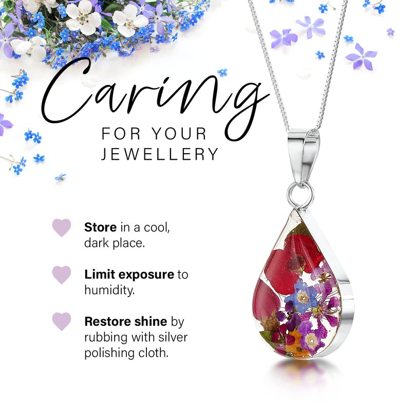 Silver Heart Pendant In Silver Poppy Medium Teardrop 45.72 cm