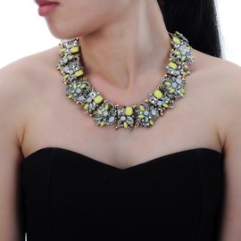 Crystal Rhinestone Statement Necklace, Vintage Chunky Chain Choker Collar Bib Statement Necklace Fashion Costume Jewelry Necklaces for Women