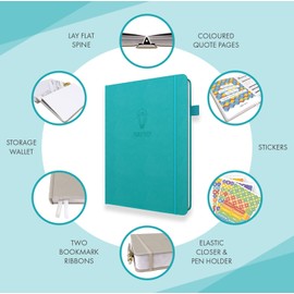 Daily Planner & appointment diary - Gratitude journal, wellness journal & 2024 Undated weekly planners and organisers - Desk journals for women & men - LUX Productivity Classic (AQUAMARINE BLUE)