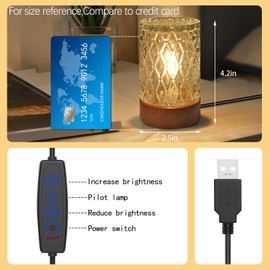 Mini Soft Warm LED Night Light,Dimmable Bedside Lamp Small Nightstand Glass Lamps Desk Reading Light for Bedroom,Living Room,Study Room,Office