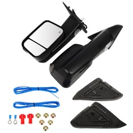 Aintier Tow Mirrors Pair suitable for 2009-2017 for Dodge for Ram 1500 2500 3500 with Power Heated Yellow Turn Signal Pudddle LightTowing Mirrors