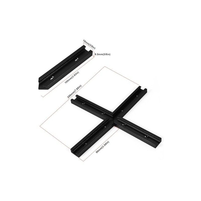 Iverntech 16 Pieces Black T Rail Intersection Set with Wood