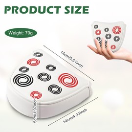 Mallet Putter Headcover,Golf Putter Head Covers，With Red White Circle Embroidery Premium Magnetic Closure Half Round For Golf Headcover Magnetic Club Applies For Ping Odyssey Putter Covers(white）