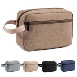 XIRYOHEAUR Small Travel Toiletry Bag for Men & Women,Portable Makeup Organizer & Dopp Kit Pouch (Camel)