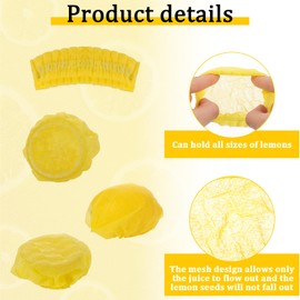 TIESOME 100 Pack Lemon Wedge Stretch Wraps Covers, Lemon Nets Bag Covers for Squeezing for Seed Free Squeezing of Halves or Wedge, Yellow