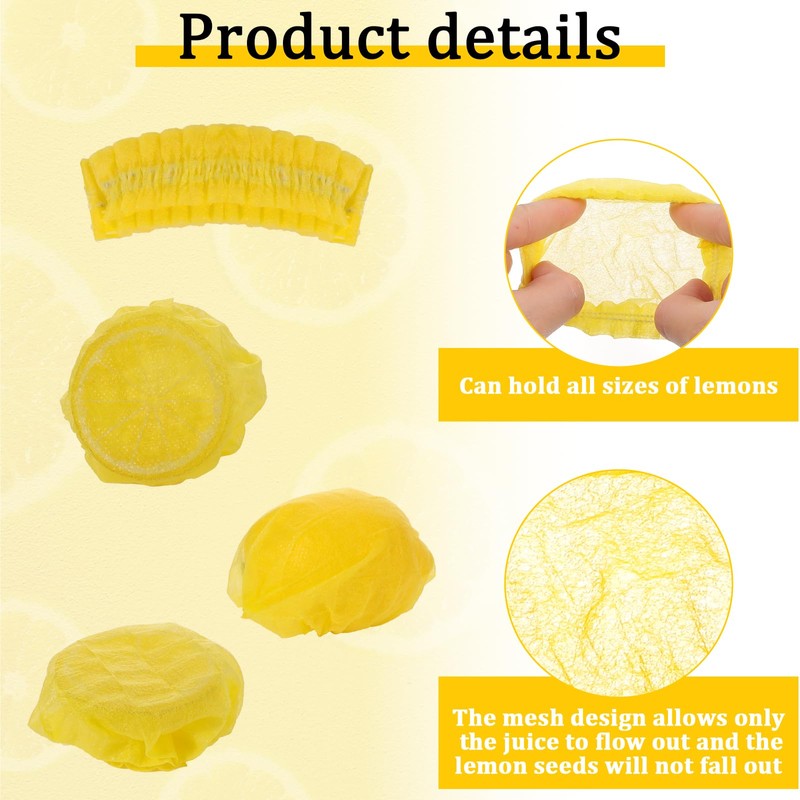 TIESOME 100 Pack Lemon Wedge Stretch Wraps Covers, Lemon Nets