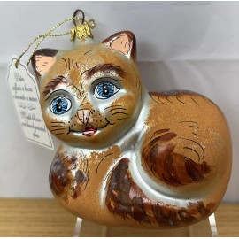 Laved NWT Vintage Laved Italian Glass Hand Painted Cat/Kitten Ornament