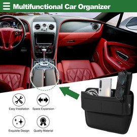 Motoforti Universal Car Seat Gap Filler Organizer with Card Slots Front Seat Gap Filler Car Seat Gap Organizer Car Storage Accessories, Leather, Black