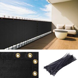 Royal Shade Custom Size 3' x 155' Black Balcony Privacy Screen Apartment Above Railing Porch Patio Fence Windscreen Cover Netting Mesh Fabric Cloth - Cable Zip Ties Included (We Make Custom Size)