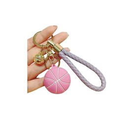 Basketball Keychain Sports Ball Key Chain KeyRings Sports Fan Lover Gift for Women Boys Girls Men, Pink, Small
