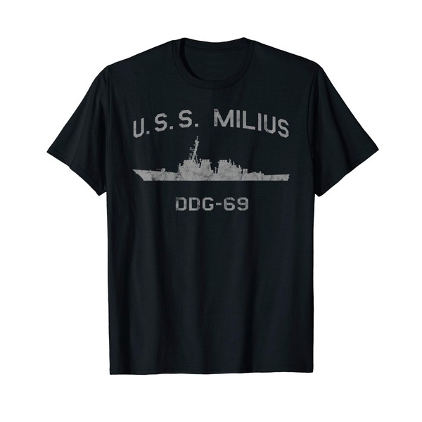 USS Milius DDG-69 Destroyer Ship Waterline Profile Tee