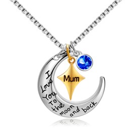 PHOCKSIN Birthday Presents for Mum September Birthstone Necklaces Mum I Love You to The Moon and Back