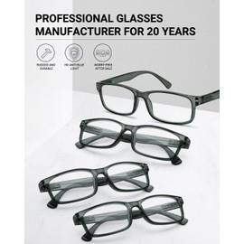 LUFF Unbreakable Reading Glasses for Women,4PCS Blue Light Blocking Reading Glasses Men,Comfortable Spring Hinge Readers,Computer Glasses Anti Eyestrain,Eyeglasses Stylish(3.0X)