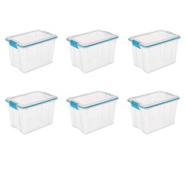 Sterilite 19324306 20 Quart/19 Liter Gasket Box, Clear with Blue Aquarium Latches and Gasket, 6-Pack