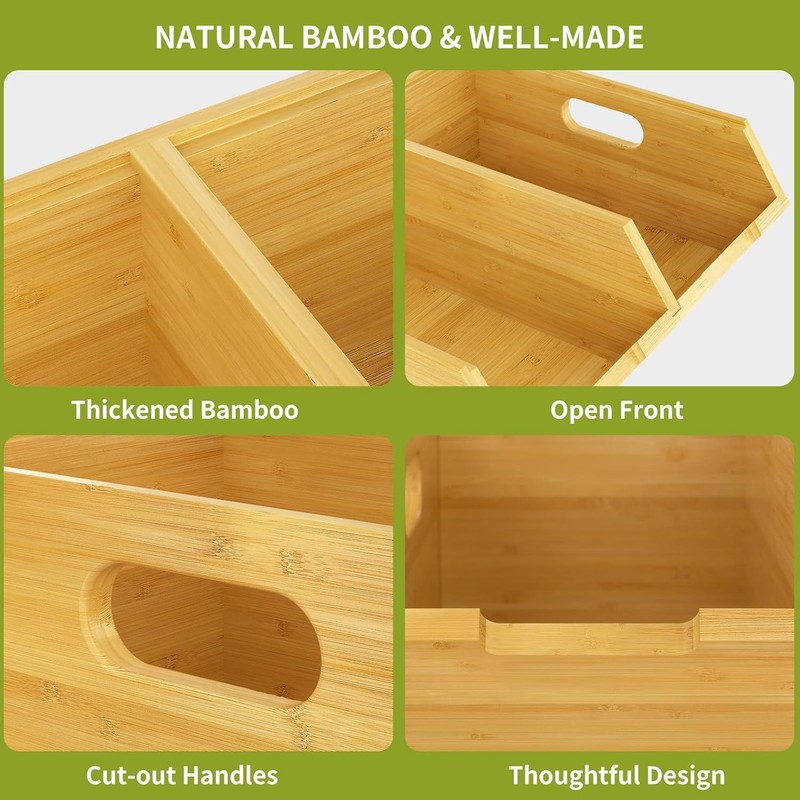 Bamboo Pantry Storage Bins, Stackable Potato and Onion Storage Bin
