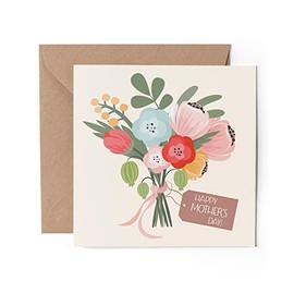 1 x Greeting Card - Happy Mother's Day Bouquet Floral Flowers Girls Women Daughter Family Mum Mother Mummy #79306
