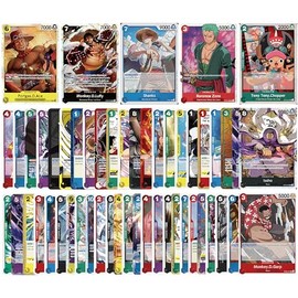 One Piece Card Game Cards - 50 Different One Piece Cards Including 5 Guaranteed Holo Cards - English