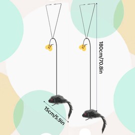 Adiwo Self-Play 3 Ways Hanging Door Cat Mouse Toys for Indoor Cats Kitten, 2 Pack Hanging Door Bouncing Mouse Cat Toy, Adjustable Interactive Cat Mice Toys for Hunting Exercising Eliminating Boredom