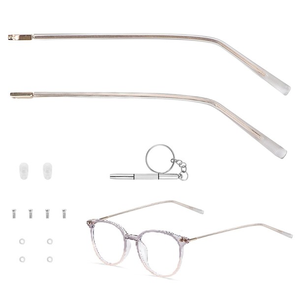 1 Pair Eyeglass Replacement Arm with Transparent Legs, Universal Glasses