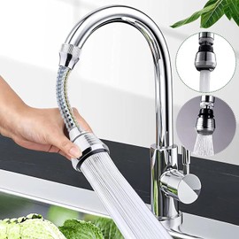 Silver Faucet Sprayer Extension, Faucet Extension Tube, 360 Degree Rotation Faucet Extender, Water Saving for Sink Tap Kitchen Bathroom Accessories, Faucet Parts, Sink Tap Extension Tube