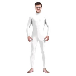 Gaoin Men's and Women's Stretch Spandex Zentai Unitard Bodysuit Costume Without Hood Feet Hands (White, Small)