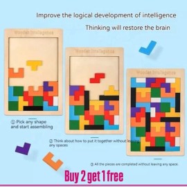 Woodintellegence Christmas wooden Toys tangram Jigsaw Puzzles for kids ages 3-7 educational brain