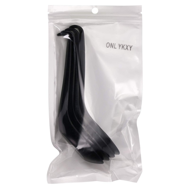 ONLYKXY 4 Pieces Plastic Black Soup Spoons, Japanese Chinese Wonton