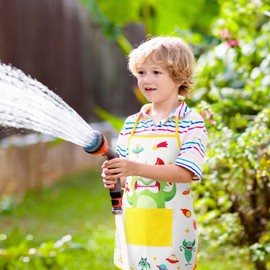 DATIFF Pack of 2 Children's Apron Monster Cooking Apron Monsters Boys Green Kitchen Apron with 2 Pockets Christmas Monster Apron Children 3-10 Years Yellow Painting Apron Boy for Cooking Baking