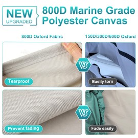 Nukugula 100% Waterproof 800D Jon Boat Cover 14 ft, Marine Grade Canvas Trailerable Anti-UV Jon Boat Cover 14 Foot with 9+4 Pcs Windproof Straps