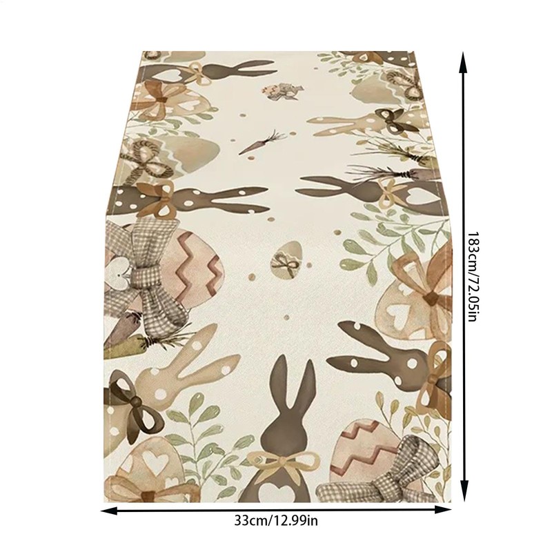 Bunny Easter Table Runner Decorations,Linen Cute Bunny Runner for Table,72x13in