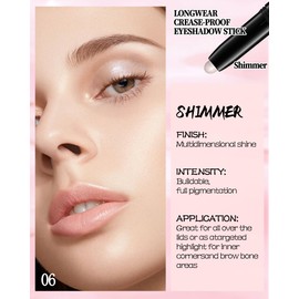 Eyeshadow Stick, Pearl White Shimmer Creamy Eye Shadow Sticks, Long Lasting Waterproof Eyeshadow Contour Highlighters Makeup Crayons, Easy Glide Twist-Up Eye Shadow Pencil Beauty Gift for Women-06