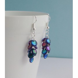 Mermaid Tail Dangle Earrings (Multicoloured, sterling-silver)