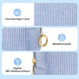 Likesing Kosmetiktasche Kulturtasche Damen, 2 Stück Cord Kulturbeutel Schminktasche, Tragbare Make Up Tasche Organizer mit Metall Reißverschluss für Frauen Mädchen Geburtstagsgeschenk Blau