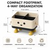 Beige Desktop Storage Organizer Box, HIPS Plastic Open-Top Compartment Desk