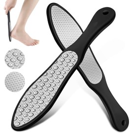 SQUADO Professionelle Fußfeile aus Edelstahl, Fußfeile für Fersen, professionelle Pediküre, doppelseitige Hornhautfeile zum Entfernen von Schwielen, Hornhaut, Hornhaut