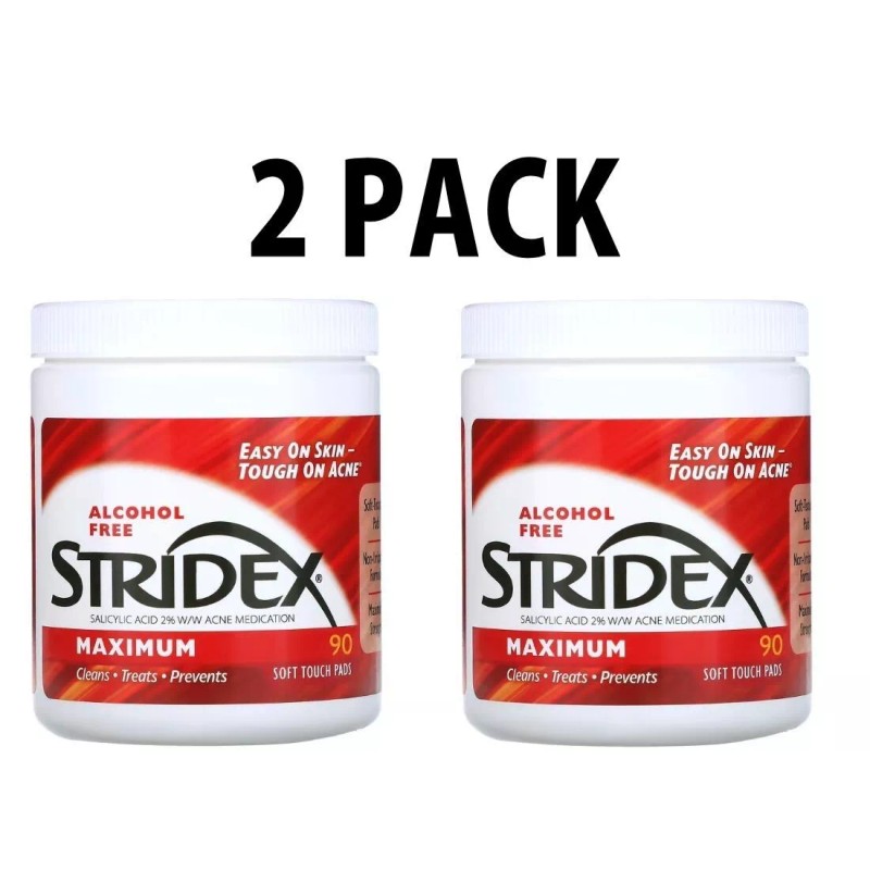 Stridex, 2 PACK, Maximum, Alcohol Free, 90 Soft Touch Pads