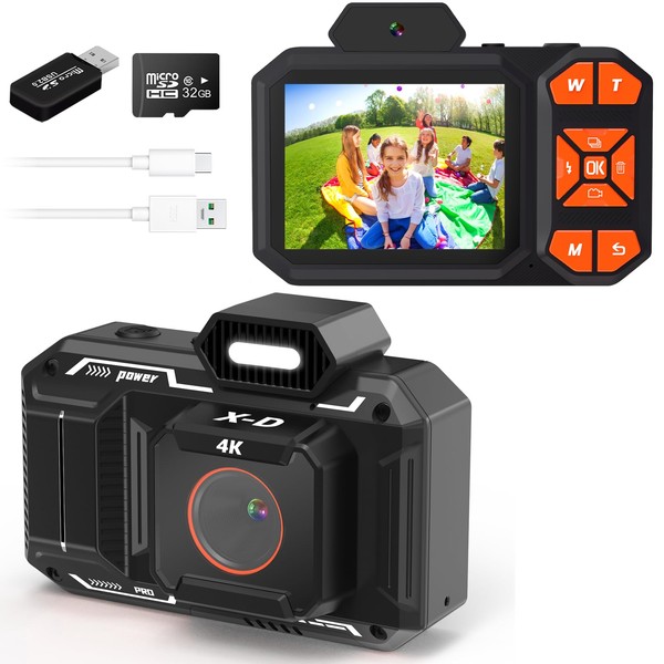 Digital Camera Compact Camera with 32GB Card, 48MP 1080P HD Camera 2.88 Inch LCD 16X Digital Zoom Rechargeable Camera for Children, Teenagers, Beginners, Boys, Girls (Black)