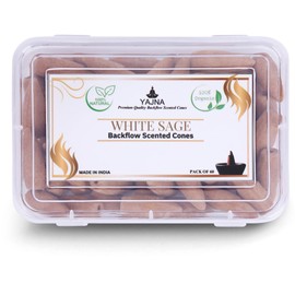 Yajna White-Sage-100%-Natural-Incense-Backflow-Cones-for-Waterfall Handmade-Organic-Chemicals-Free for-Purification-Relaxation-Positivity-Meditation The-Best-scents-60-Count