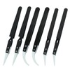 BokWin 6pcs Precision Reverse Ceramic Tweezers, Black Pointed & Curved