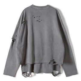 ELKNLMU Vintage Streetwear ripped Sweatshirt Men Fashion Autumn Solid Color Oversize Sweatshirt (X-Large, Grey)