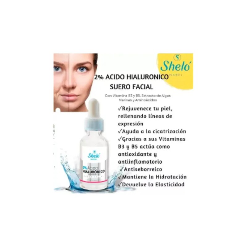 Ácido Hialurónico 2% Suero Facial Vitami B5 Y B3 Sheló