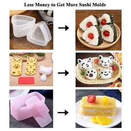 Rice Ball Mold, 3 Pack Onigiri Mold, Cute Cat Kitten Sushi Mold for Kids, Musubi Maker Press, Classic Triangle Rice Ball Maker Sushi Mold Kit for Lunch Bento Box Accessories