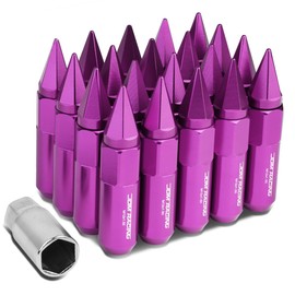 60mm Aluminum M12 x 1.5 6-Point 20mm OD Purple 20 Lug Nuts with 30mm Caps Set Adapter, Purple
